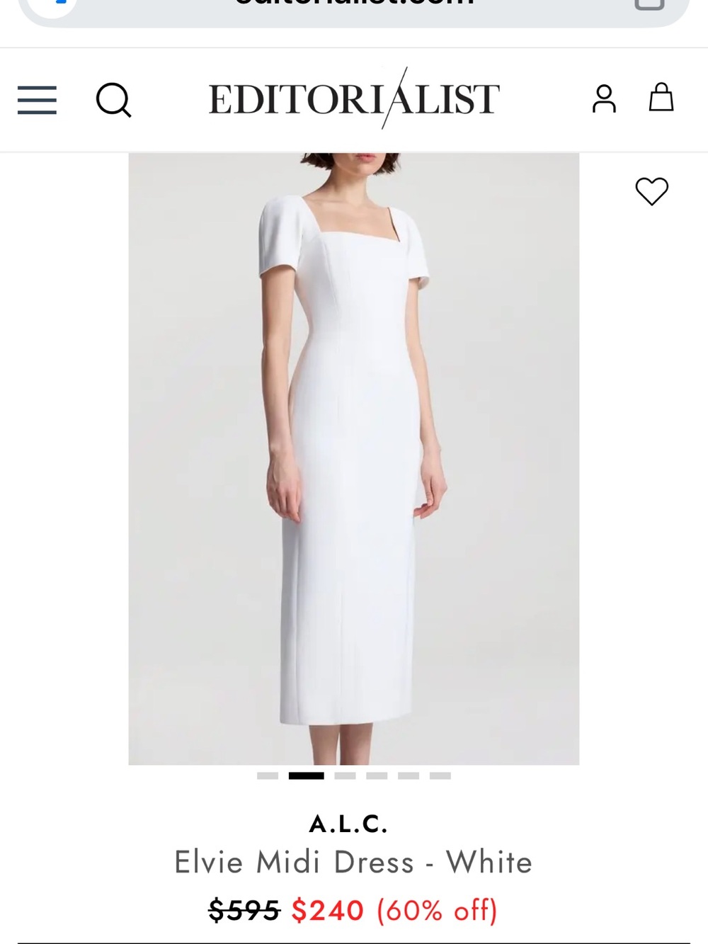 A.L.C. Elvie Square-Neck Midi Dress - White